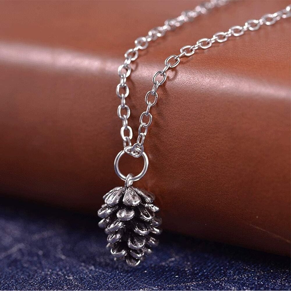 Metal Pine Nuts Necklace Charm Retro Pinecone Nut Plant Specimen Pendants Neckla - Picture 3 of 4